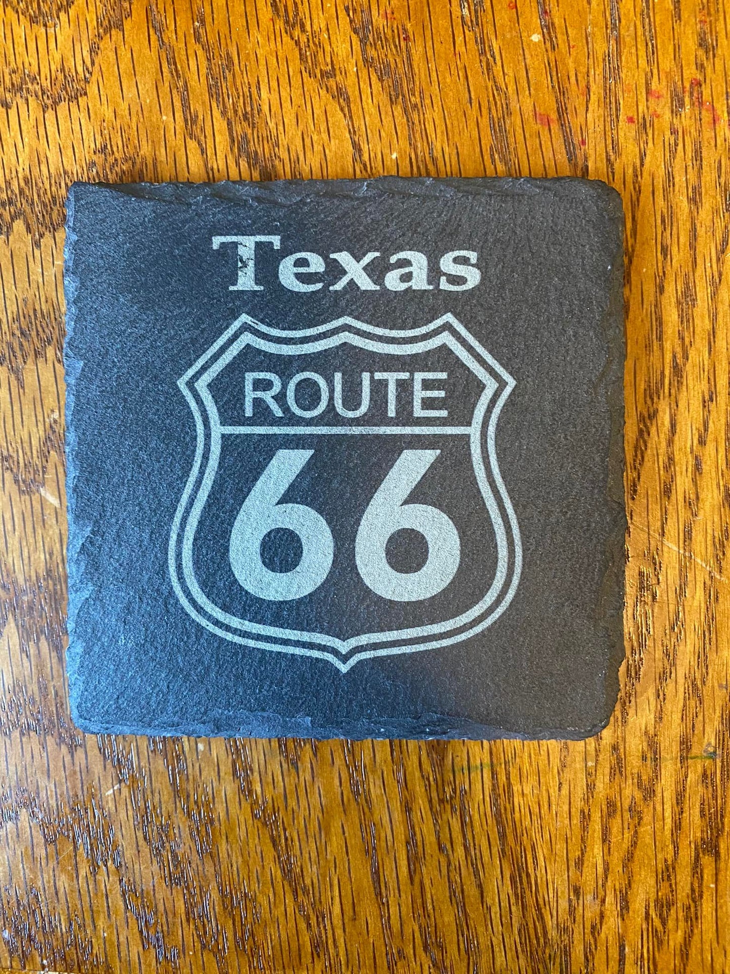 Route 66 Coaster, Slate Coaster, Route 66 Logo, Laser Engraved #CSTR001