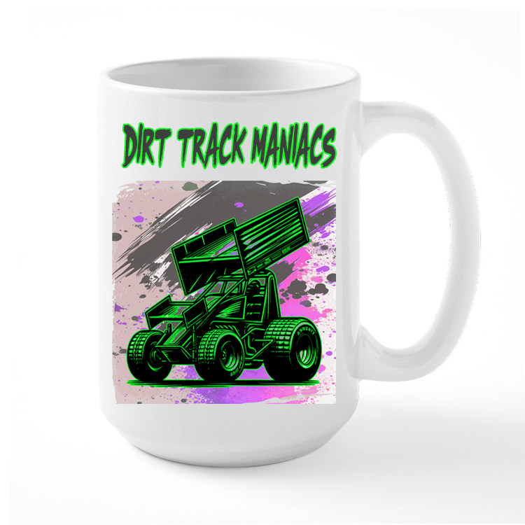 Personalized Coffee Mug Featuring Racing Sprint Car With Abstract  Background