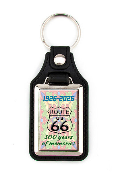 Key Ring Faux Leather with 100 year Salute to Route 66