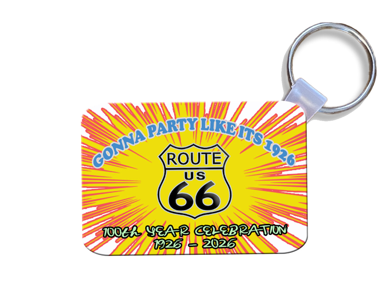 Route 66 Keyring Dye Sublimated Image with Colorful Background  #KRDS019B