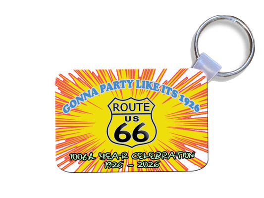 Route 66 Keyring Dye Sublimated Image with Colorful Background  #KRDS019B