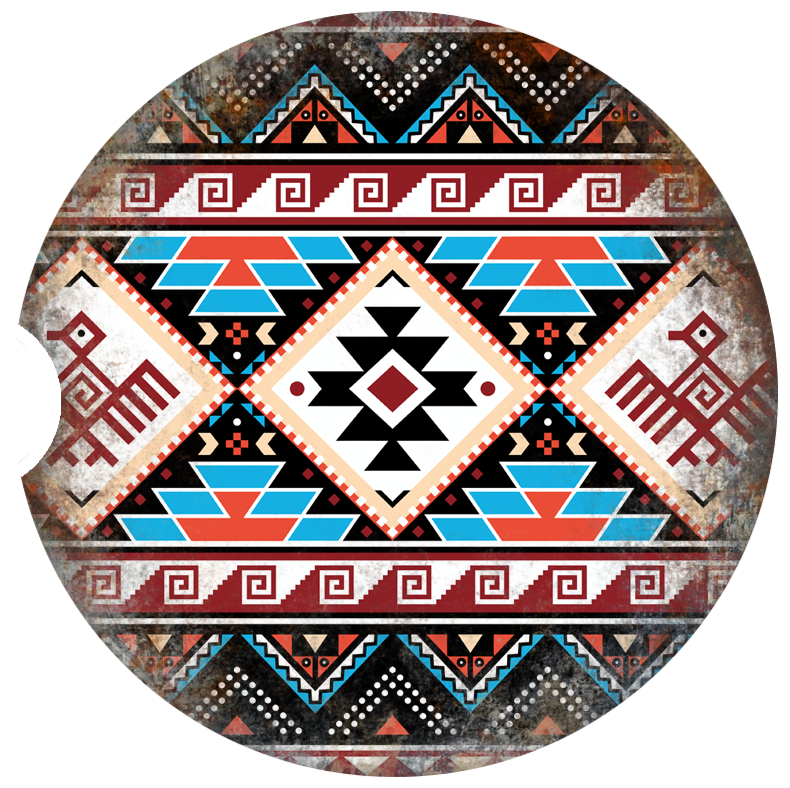 Two Southwest Themed Car Coasters With a Ceramic Base