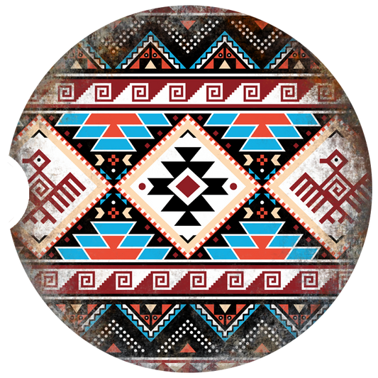 Two Southwest Themed Car Coasters With a Ceramic Base