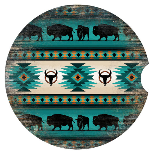 Two Southwest Themed Car Coasters With a Ceramic Base