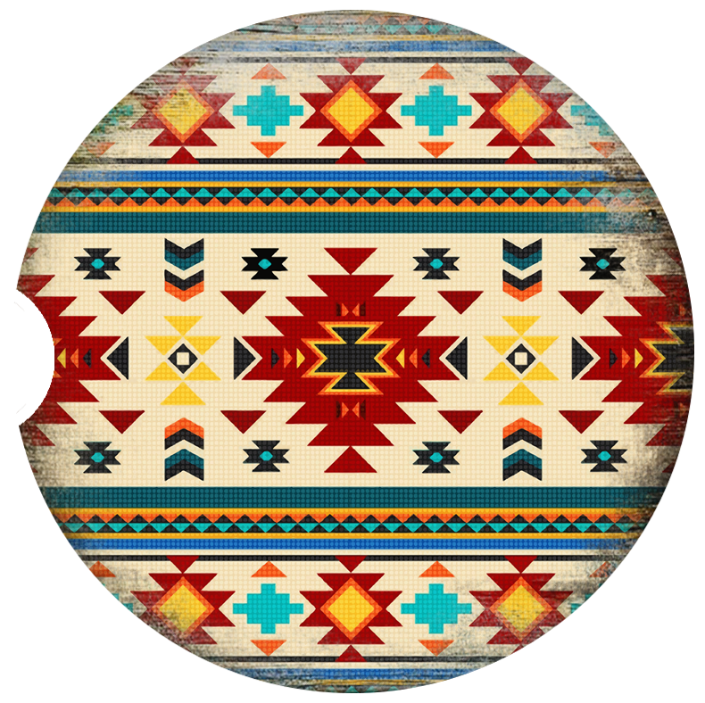 Two Southwest Themed Car Coasters With a Ceramic Base