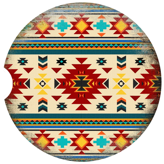 Two Southwest Themed Car Coasters With a Ceramic Base