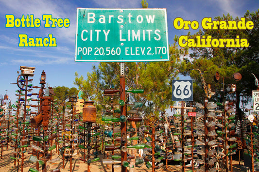Route 66 Fridge Magnet featuring the Bottle Tree Ranch in Oro Grande, CA  #CAMG7085