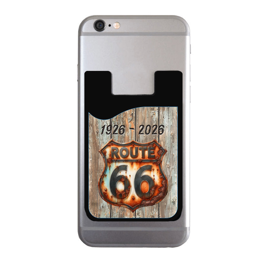 Route 66 Cell Phone Wallet With Rusted 66 Shield Graphics