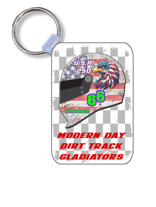 Dirt Track Dye Sublimated Key Ring Helmet Graphic with America 250 Design  #KRDSDTM02