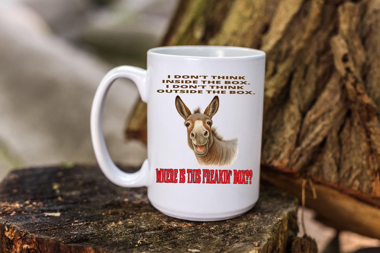 Coffee Mug Featuring a Humorous Donkey Graphic Where is This Box?