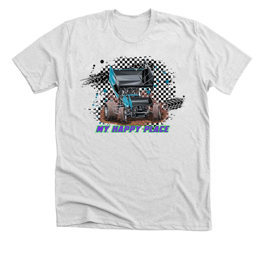 Dirt Track Sprint Car T-Shirt with Phrase, MY HAPPY PLACE