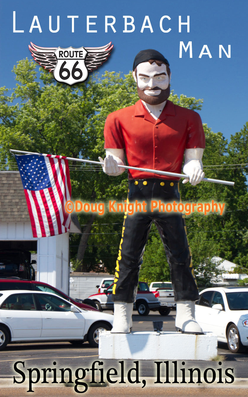 Route 66 Fridge Magnet, Route 66 Collectible, Lauterbach Man, Springfield, IL, Route 66  #ILMG7103