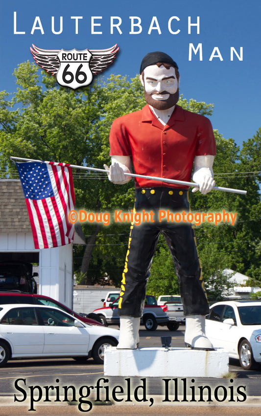 Route 66 Fridge Magnet, Route 66 Collectible, Lauterbach Man, Springfield, IL, Route 66  #ILMG7103