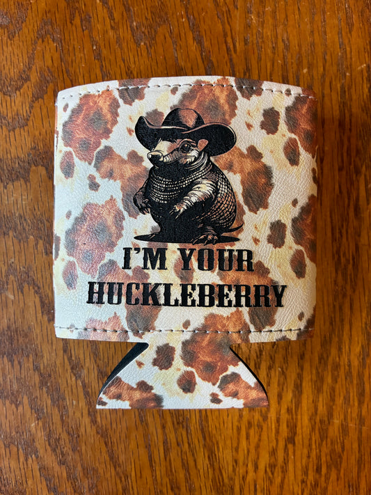 Cow Hide Leatherette with Armadillo I'm Your Huckleberry