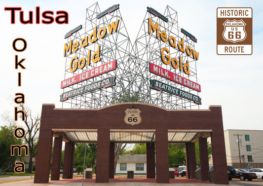 Route 66 Magnet, Route 66 Collectible, Meadow Gold Sign, Tulsa OK, Travel Magnets  #OKMG8055