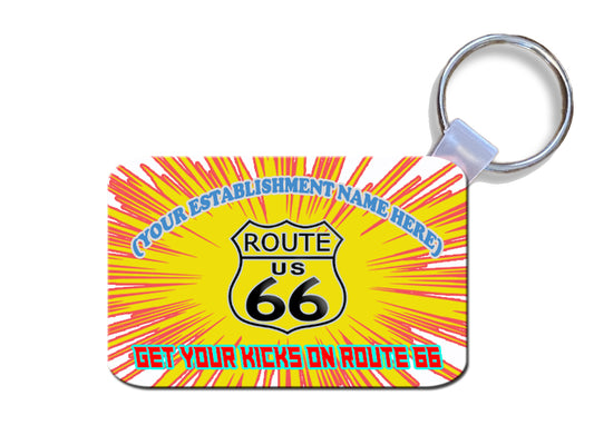 Route 66 Keyring Dye Sublimated Image  Personalied with Store Name  #KRDS020B