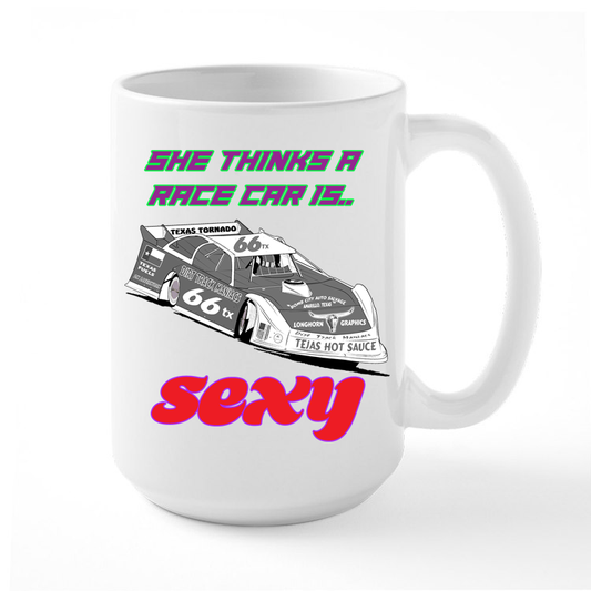 Personalized Coffee Mug With Late Model Dirt Track Race Car