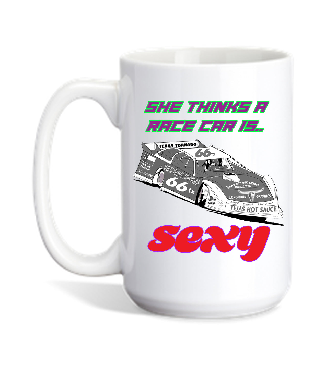 Personalized Coffee Mug With Late Model Dirt Track Race Car