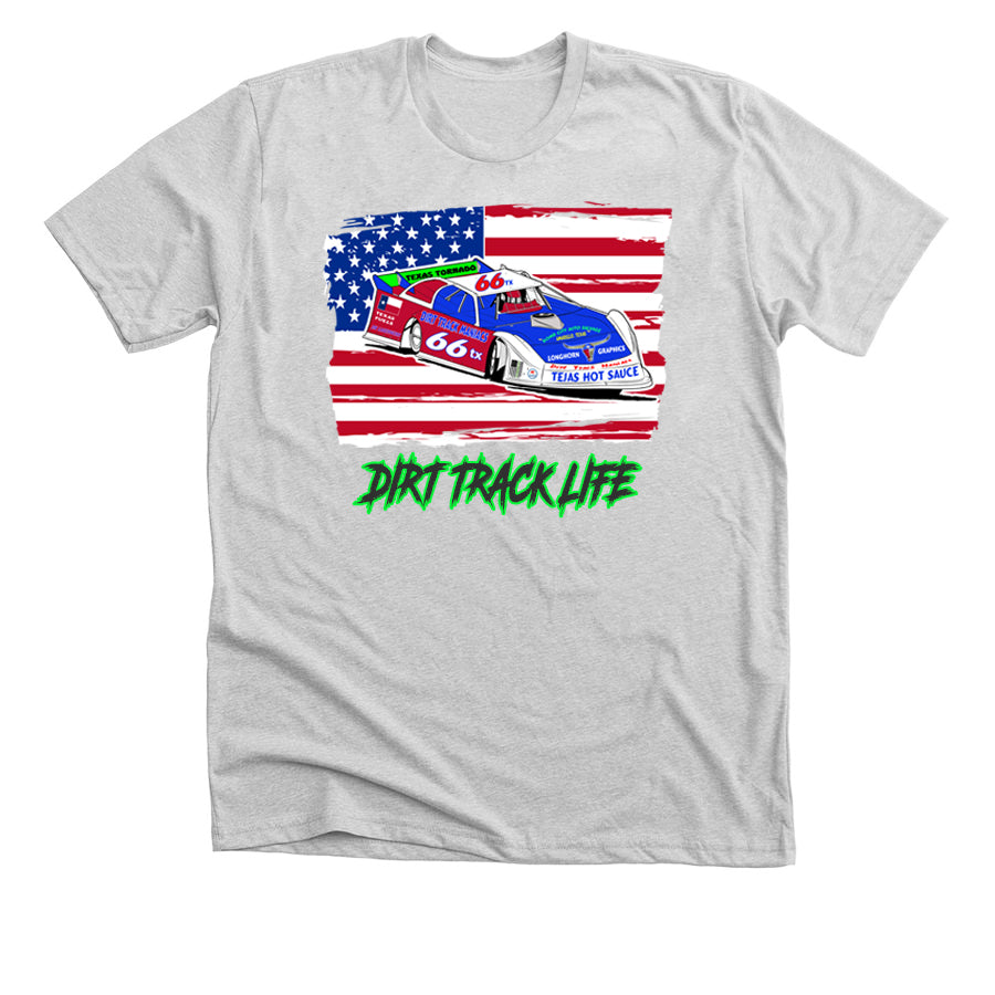 Dirt Track Life Racing T-Shirt American Flag Late Model Car  #TSRT013