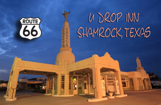 Route 66 Fridge Magnet featuring the U Drop Inn in Shamrock, TX  TXMG4933