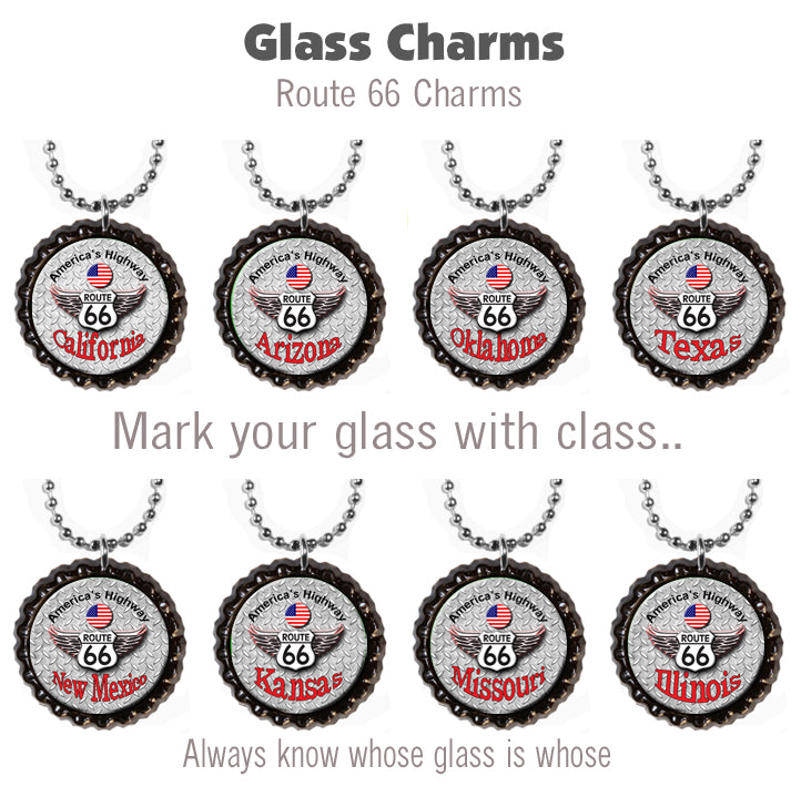 Wine Glass Charms, Route 66, Route 66 Wine Glass Charms  #WGG01