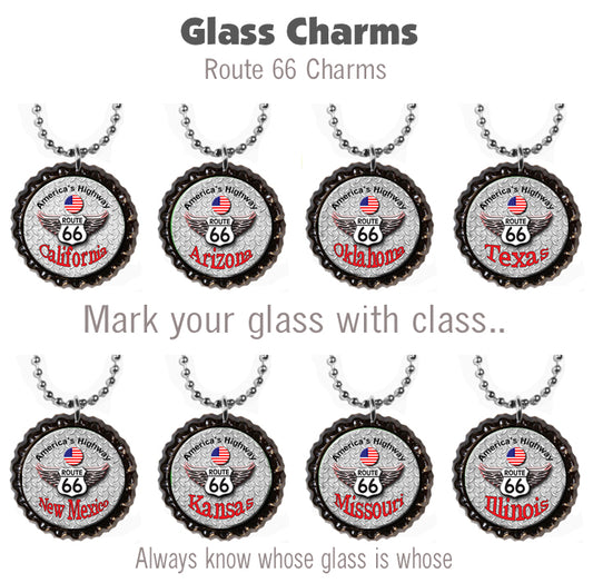 Wine Glass Charms, Route 66, Route 66 Wine Glass Charms  #WGG01