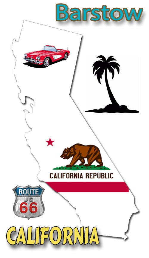 Fridge magnet Featuring California and Route 66 Graphics with City Name of Your Choice  #CAMG4444