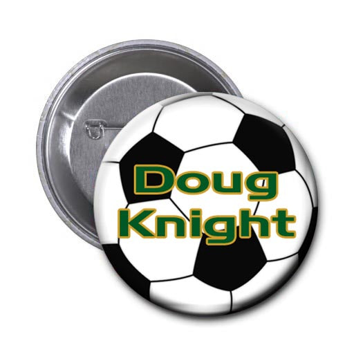 Personalized Soccer Zipper Pull, Pin, or Magnet with Name 1.5 inches in Diameter