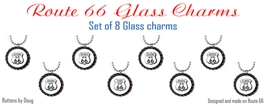 Route 66 Wine Glass Charms features one charm for each state on Route 66  #WGG02