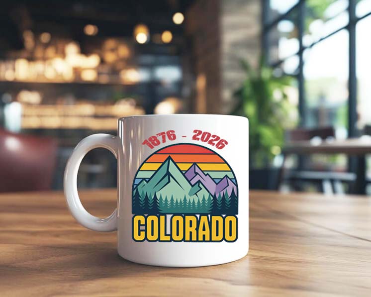Colorado 150 Years Celebration Coffee Mug 1876 - 2026 Mountains