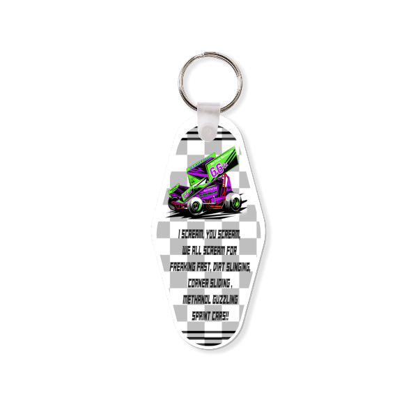 Dirt Track Maniacs Keyring Dye Sublimated Image with Sprint Car  #KRDS018E