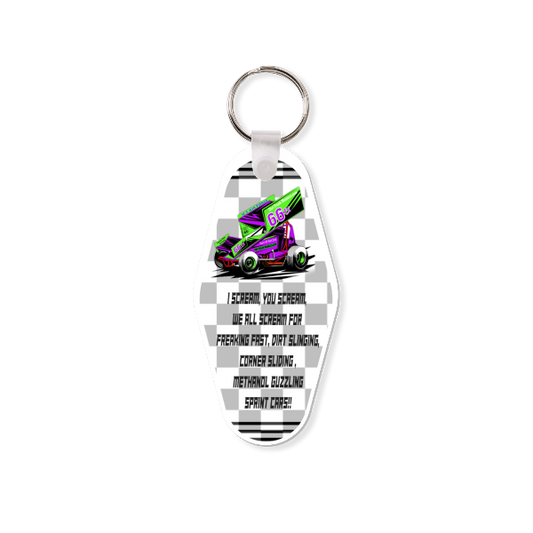 Dirt Track Maniacs Keyring Dye Sublimated Image with Sprint Car  #KRDS018E