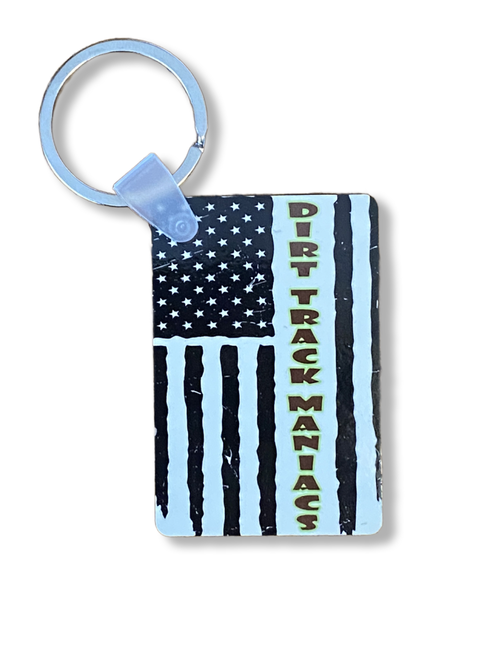 Dirt Track Maniacs Keyring Dye Sublimated Image with American Flag  #KRDS017B