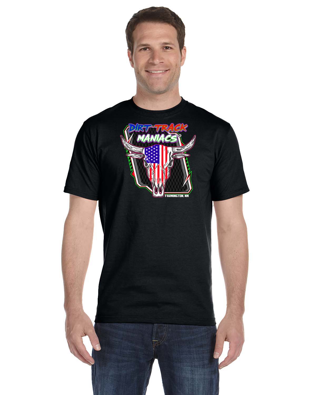 Dirt Track Maniacs T-shirt with the Colorful DTM Logo