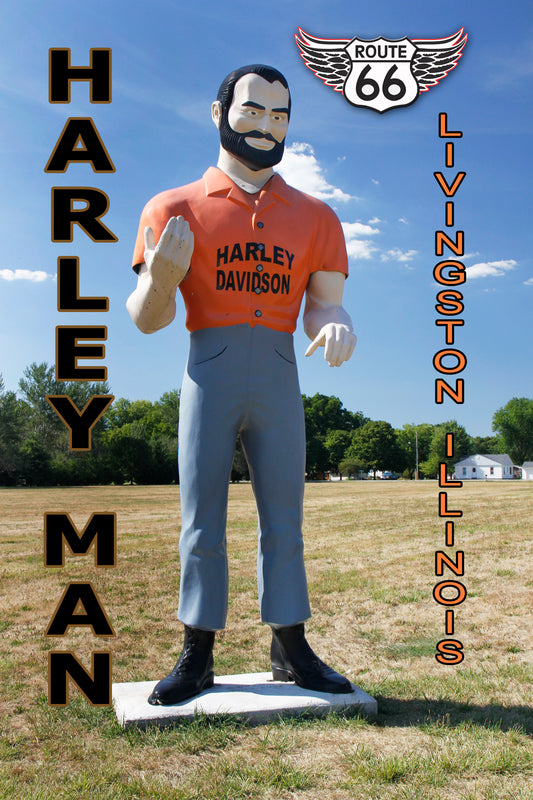 Muffler Man, Harley Muffler Man, Livingston IL, Route 66 Collectible, Route 66 Magnet  #ILMG7102