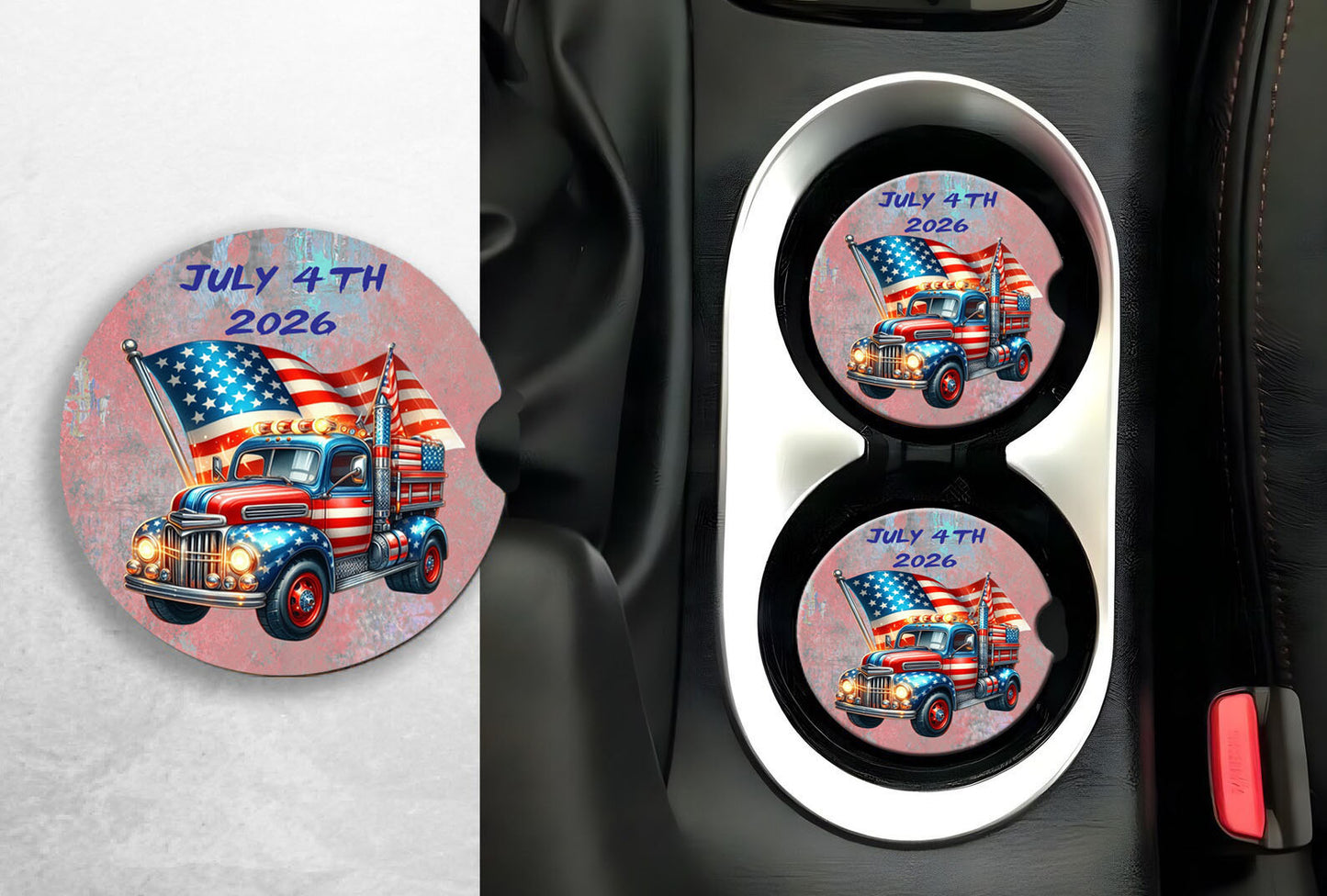America Themed Car Coasters Celebrating July 4th