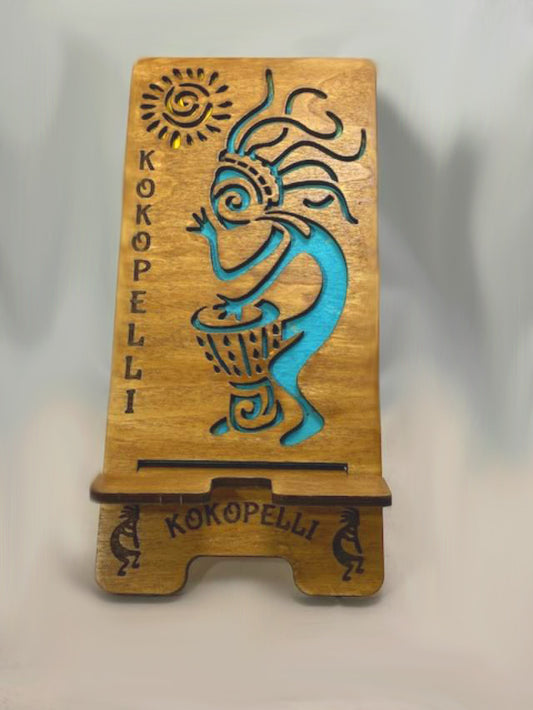 Kokopelli Laser Engraved and Cut Cell Phone Stand