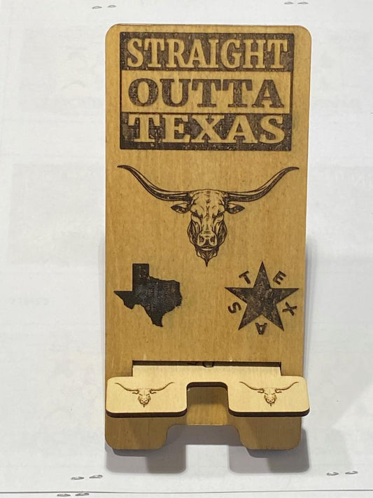 Texas Themed Cell Phone Stand Laser Cut and Engraved