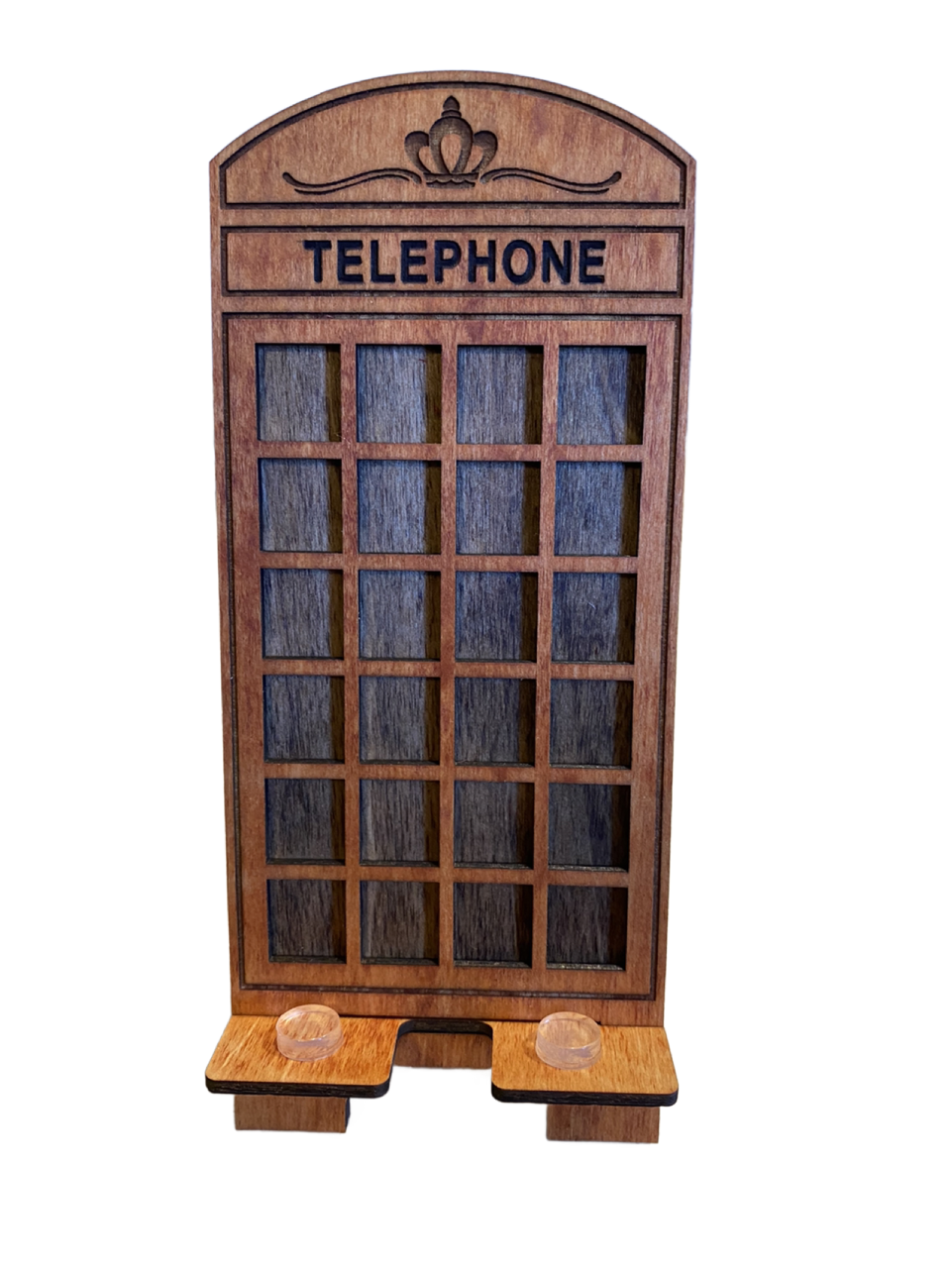 Cell Phone Stand Laser Cut and Engraved British Phone Booth Design