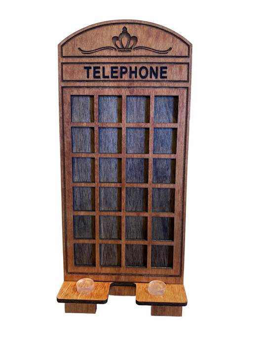 Cell Phone Stand Laser Cut and Engraved British Phone Booth Design