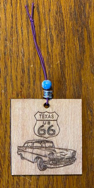 Route 66 Laser Engraved Car Air Freshener with Choice of First Scent Disk
