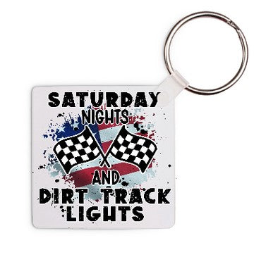 Dirt Track Dye Sublimated Key Ring with Patriotic Dirt Track Design  #KRDS010A