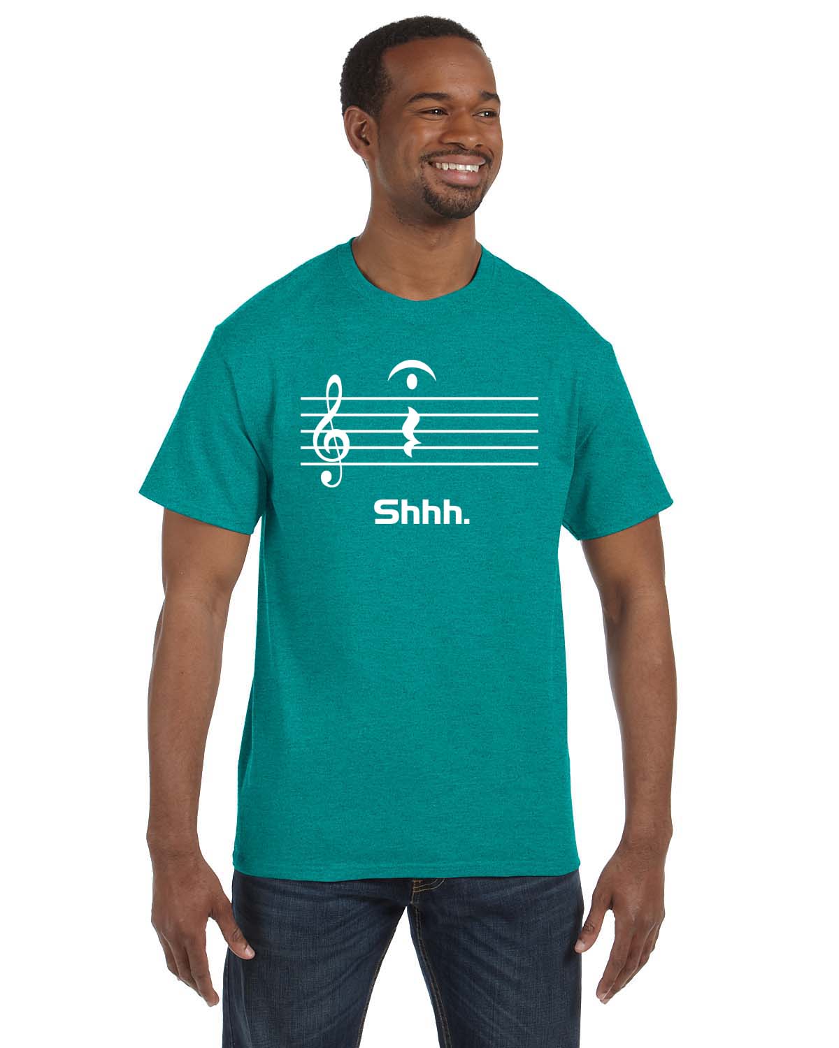 Music Lovers T-Shirt Featuring a Musical Staff with Treble Clef With Pause Symbol
