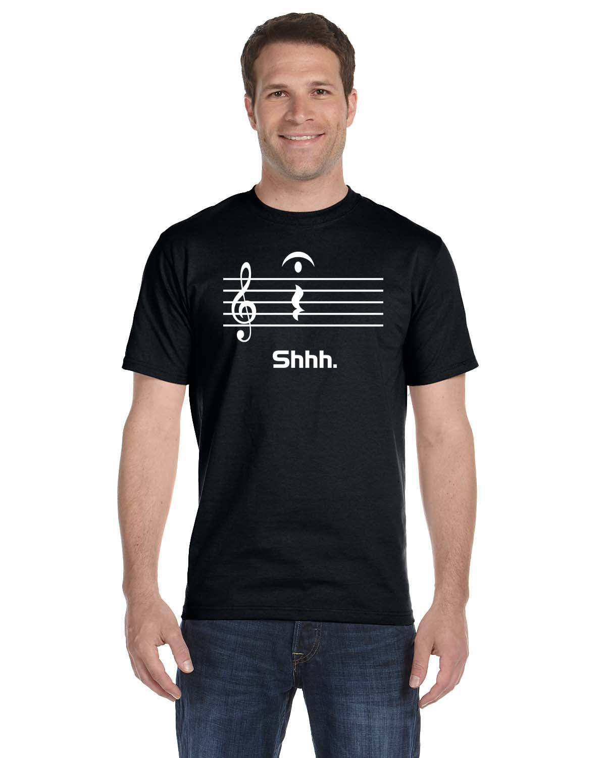 Music Lovers T-Shirt Featuring a Musical Staff with Treble Clef With Pause Symbol