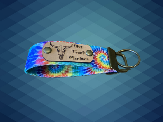 Loop Key Ring with Laser Engraved Dirt Track Maniacs Graphics