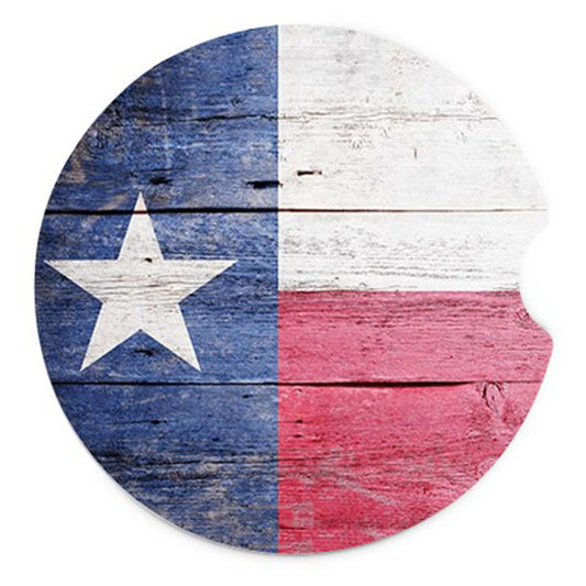 Texas Themed Car Coasters With The Texas Flag Set of Two Coasters