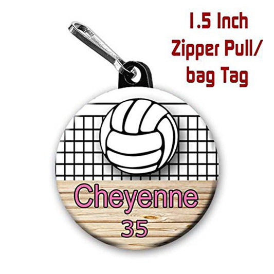 Volleyball Zipper Pull, Personalized Zipper Pull, Volleyball,m Zipper Pull, Sports Collectible